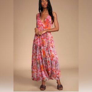 NWOT Free People Julianna Ruffle Tier Maxi Dress in Cherry Floral Medium
